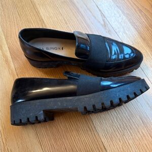 Via Spiga “Galo” black leather loafers size 8.5